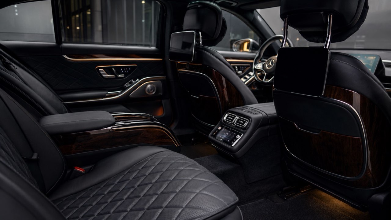 Premium black leather rear cabin — Barrie chauffeur service
